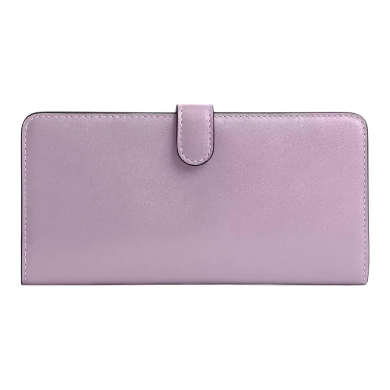 COACH Skinny Wallet Calfskin Coin Purse Clutch Wallet Women's Silver & Light Purple-1