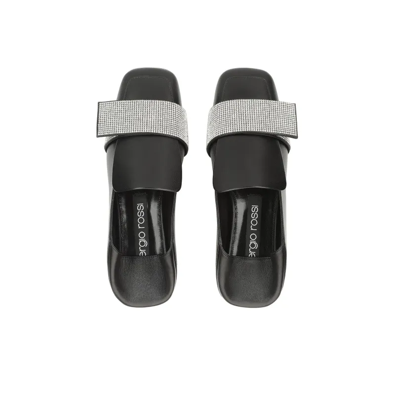 SERGIO ROSSI Crystal-embellished Leather Ballerina Shoes-2