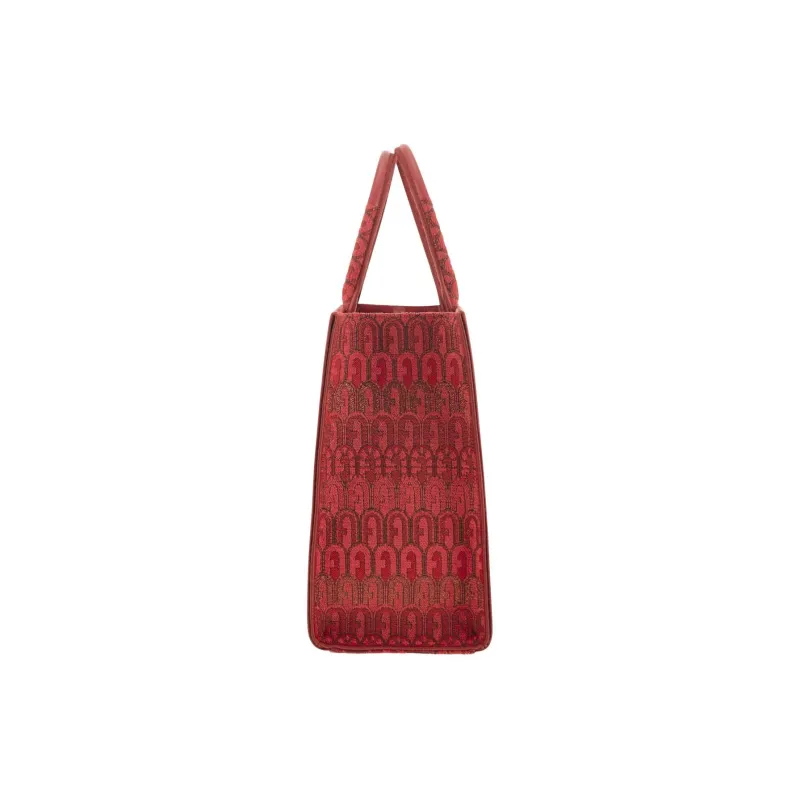 Furla Jacquard Tote Bag Shopping Bag Handbag Women's Red-3
