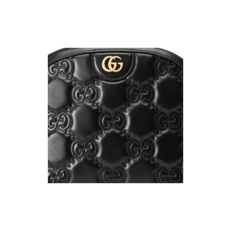 GUCCI Quilted Leather Crossbody Bag, Shoulder Bag Women's Black-9