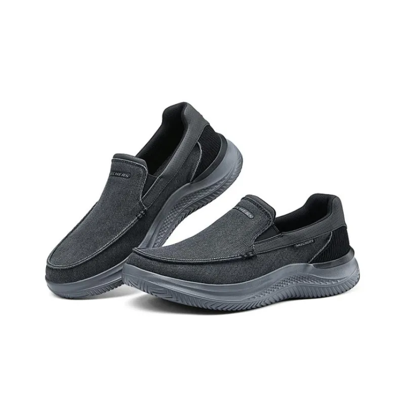 Skechers Cushioning Breathable Lightweight Low Top Casual Shoes Men's Black-3