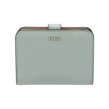 Furla Babylon Embossed Calfskin Wallet Small Size Women's Blue Gray