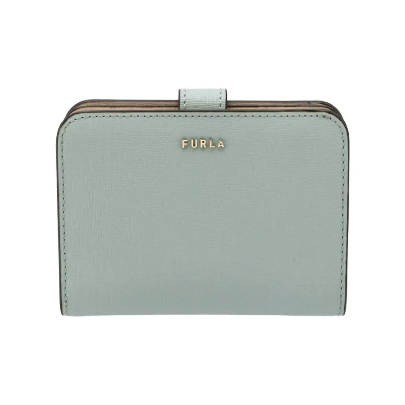 Furla Babylon Embossed Calfskin Wallet Small Size Women's Blue Gray-0