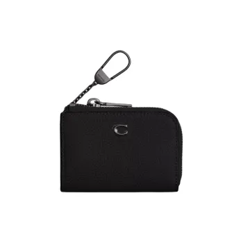 COACH L Zip Leather Key Pouch Mini Men's Black
