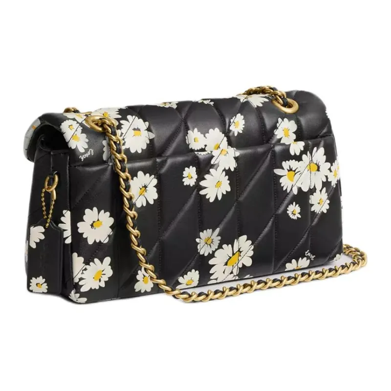 COACH Tabby Nappa Leather Crossbody Bag Shoulder Bag Women's Brass & Black Multicolor-1