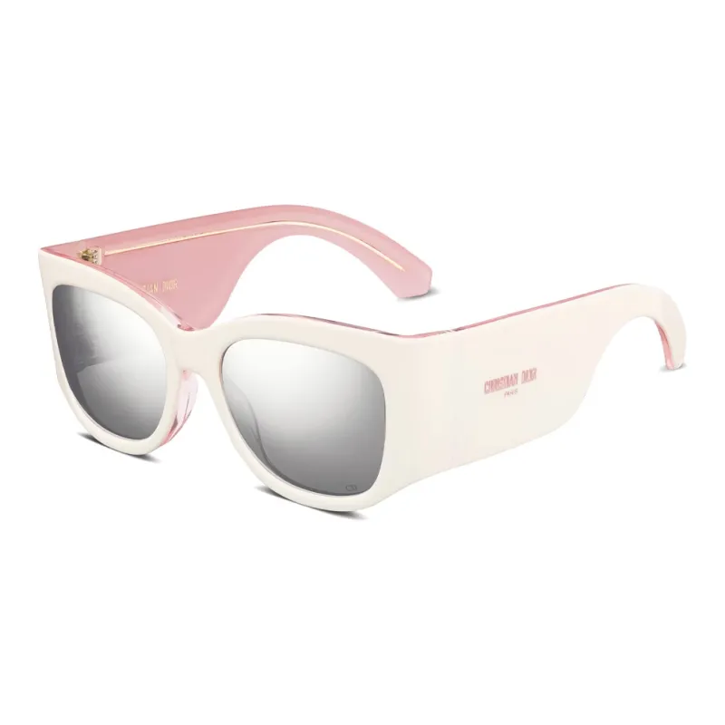 DIOR Acetate Irregular Shape Sunglasses Women's White/Pink-0