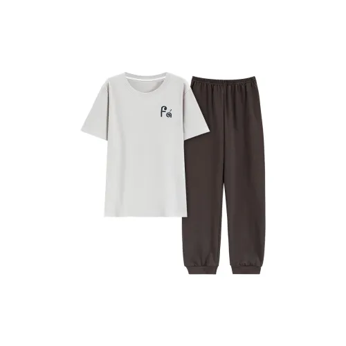 The Story Of The Flower Season Pajama Set Men's Light Gray