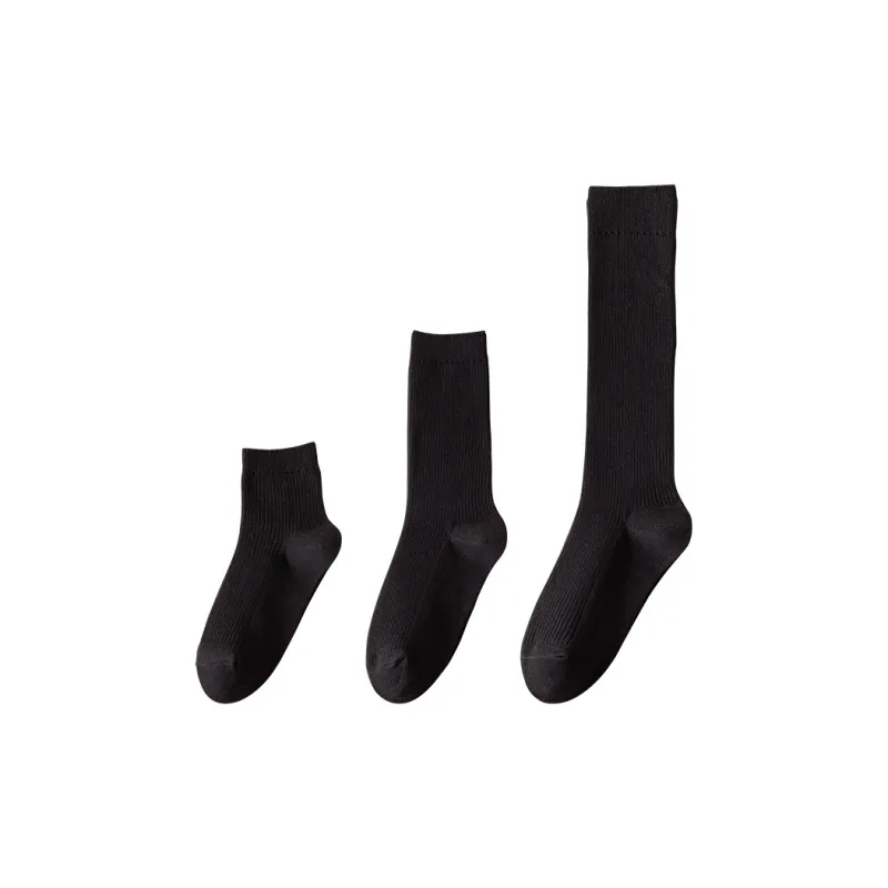 MANCHU Mid Calf Socks Women's 3 Pack Black-0