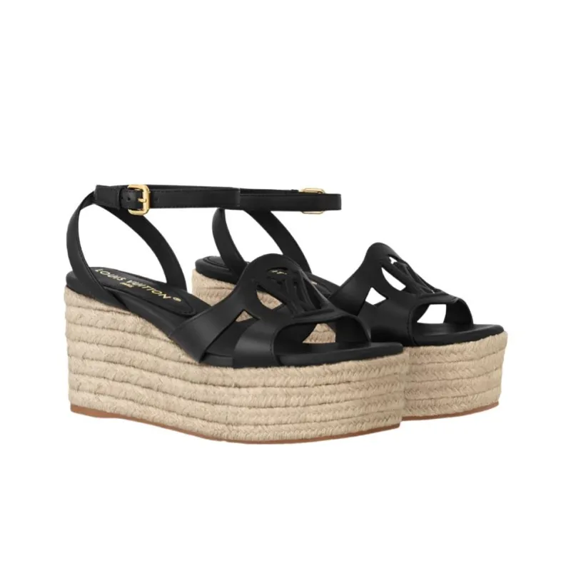 LOUIS VUITTON Isola Strap Sandals 4cm Women's Black-2