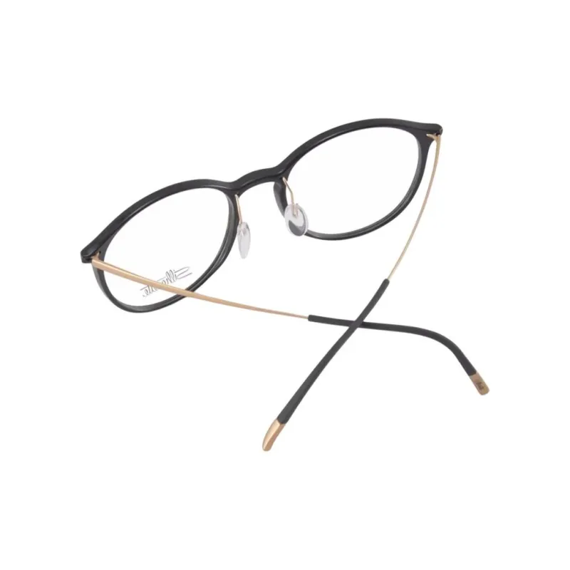 SILHOUETTE Titanium Alloy Irregular Shape Eyeglass Frames Unisex Black Gold-2