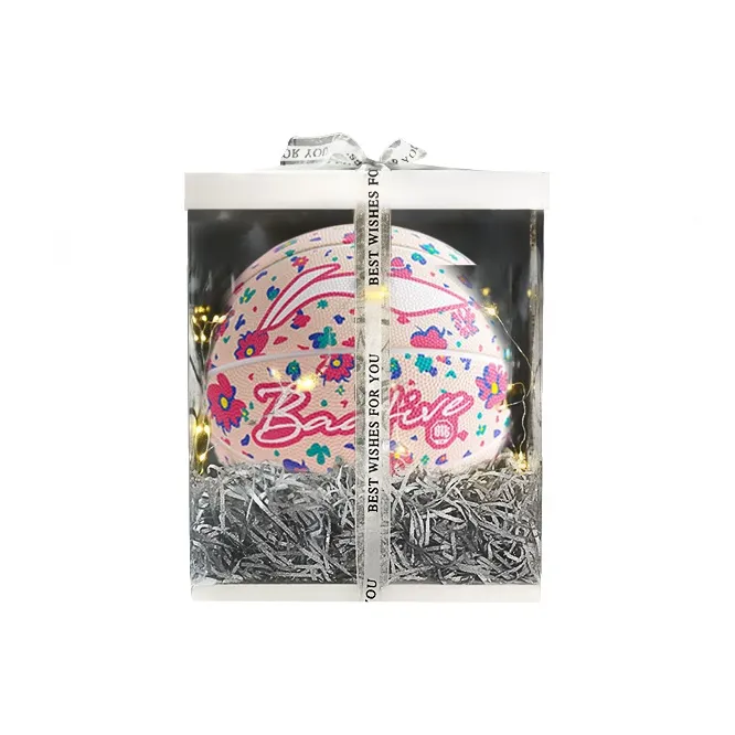LiNing Rubber Basketball Pink Size 7 Training Unisex-4