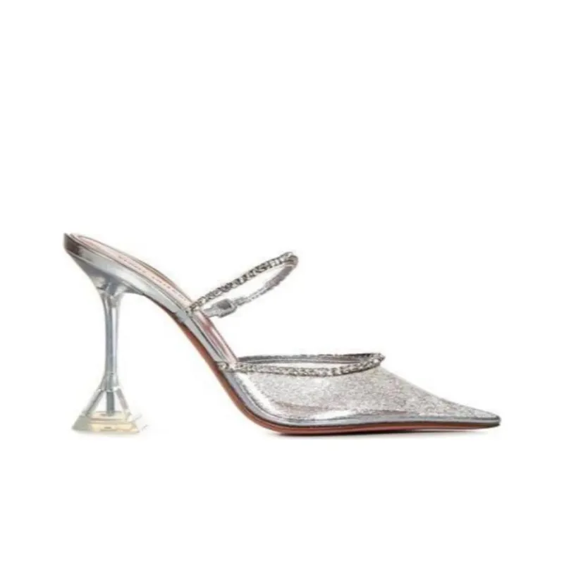 AMINA MUADDI Wrap-toe Slippers 9.5cm Women's Silver-1