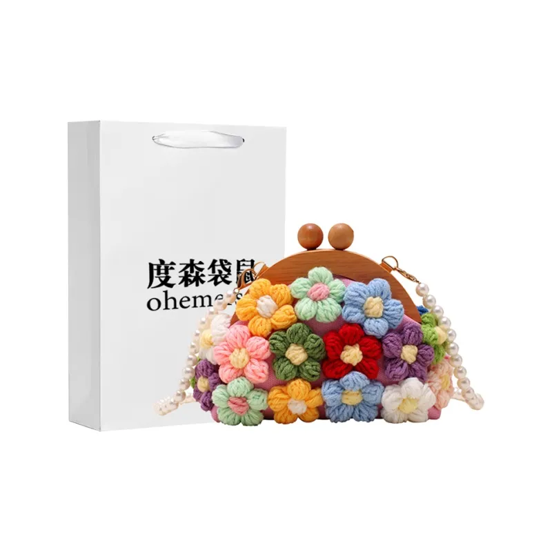 Dusen Kangaroo Canvas Bag, Small Bag, Mini Lipstick Bag, Cute Dome Bag Small Size Women's Pink/White/Khaki-4