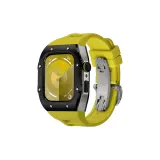 Black Bezel Silver Case, Yellow Strap