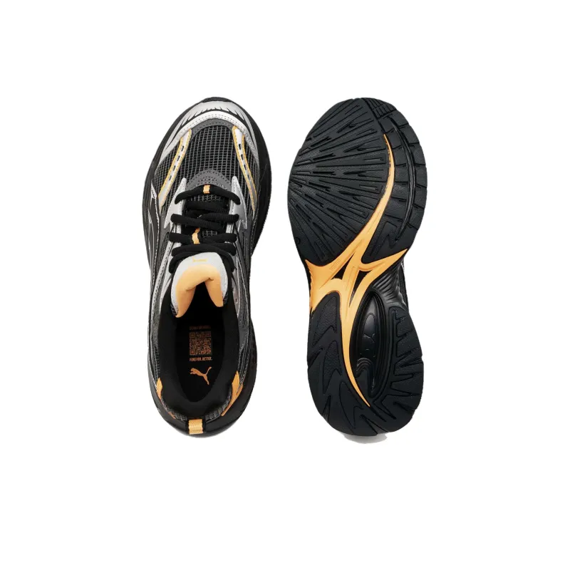 PUMA Morphic Cushioning Wear-Resistant Low-Top Running Shoes Men's Black White Yellow-3