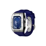 Silver Bezel Black Case, Blue Strap