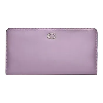 COACH Skinny Wallet Calfskin Coin Purse Clutch Wallet Women's Silver & Light Purple