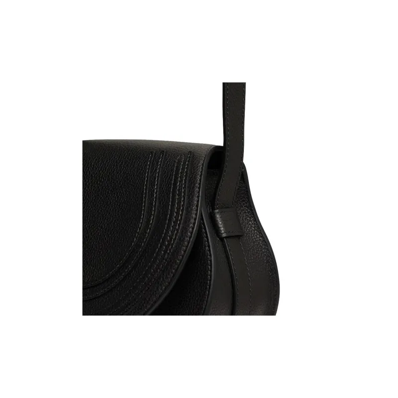 Chloe Marcie Grained Calfskin Crossbody Bag Shoulder Bag Small Size Women's Black-5