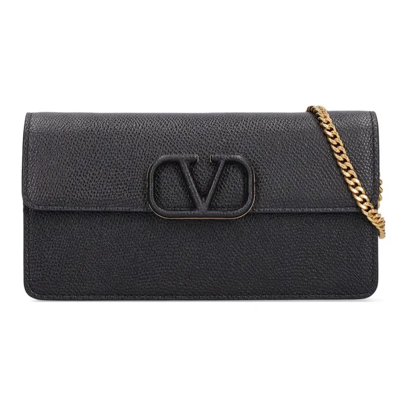 Valentino GARAVANI Leather Wallet, Shoulder Bag Women's Black-0