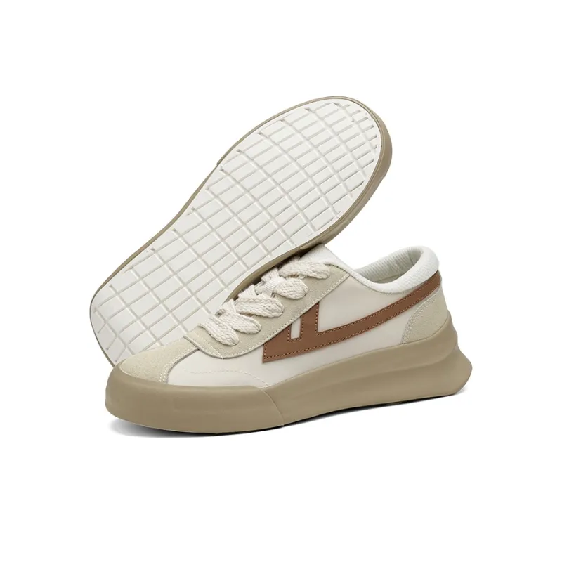 Warrior Sky Power DeXun Little Cube Wear Resistant Low Top Skateboard Shoes Unisex Beige Brown-4