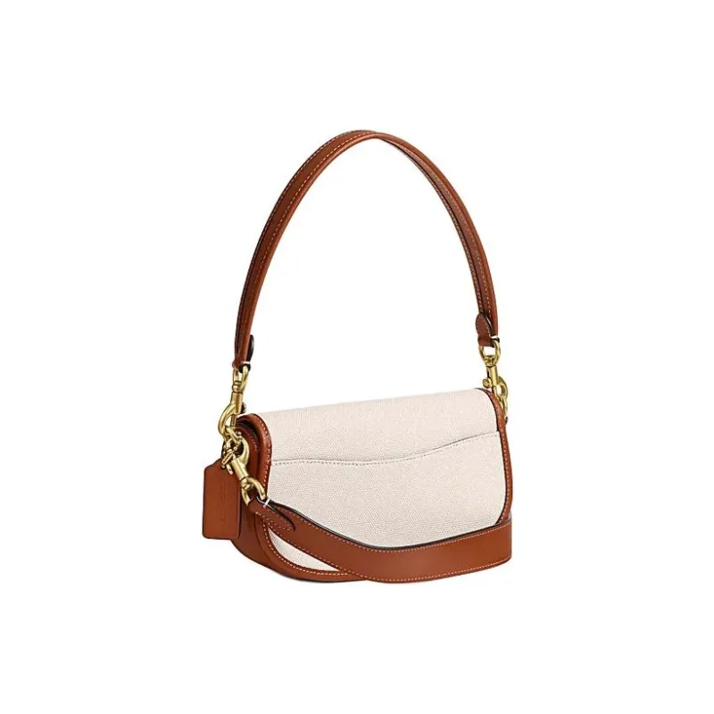 COACH Harley Fabric Cow Leather Patchwork Handbag Shoulder Bag Women's Brass-1