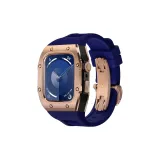 Rose Bezel Black Case, Blue Strap