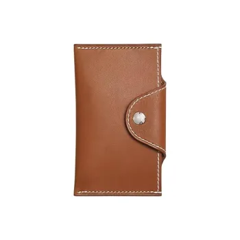 HERMES Iliade Barenia Calfskin Card Holder Women's 34 Fauve Light Tawny
