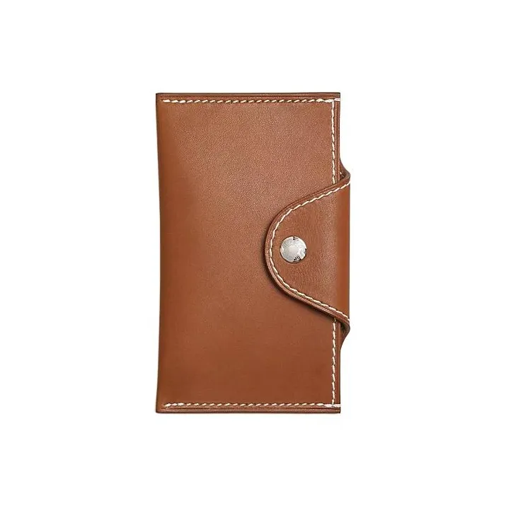 HERMES Iliade Barenia Calfskin Card Holder Women's 34 Fauve Light Tawny-0