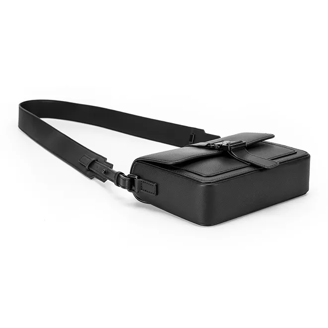 GUDI Cowhide Leather Material Minimalist Style Small Square Bag Crossbody Bag Regular Men's Black-2