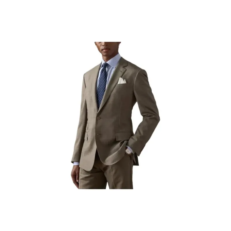 Polo Ralph Lauren Kent Hand-Tailored Sharkskin Suit Business Suits Men's Brown-1