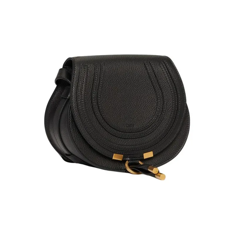 Chloe Marcie Grained Calfskin Crossbody Bag Shoulder Bag Small Size Women's Black-1