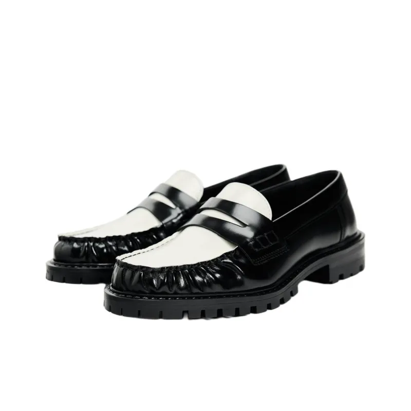 ZARA Loafers Women's Black White-1