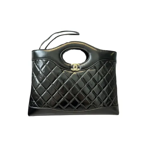 CHANEL Shiny Lambskin Shoulder Bag, Crossbody Bag, Handbag Medium Size Women's Black