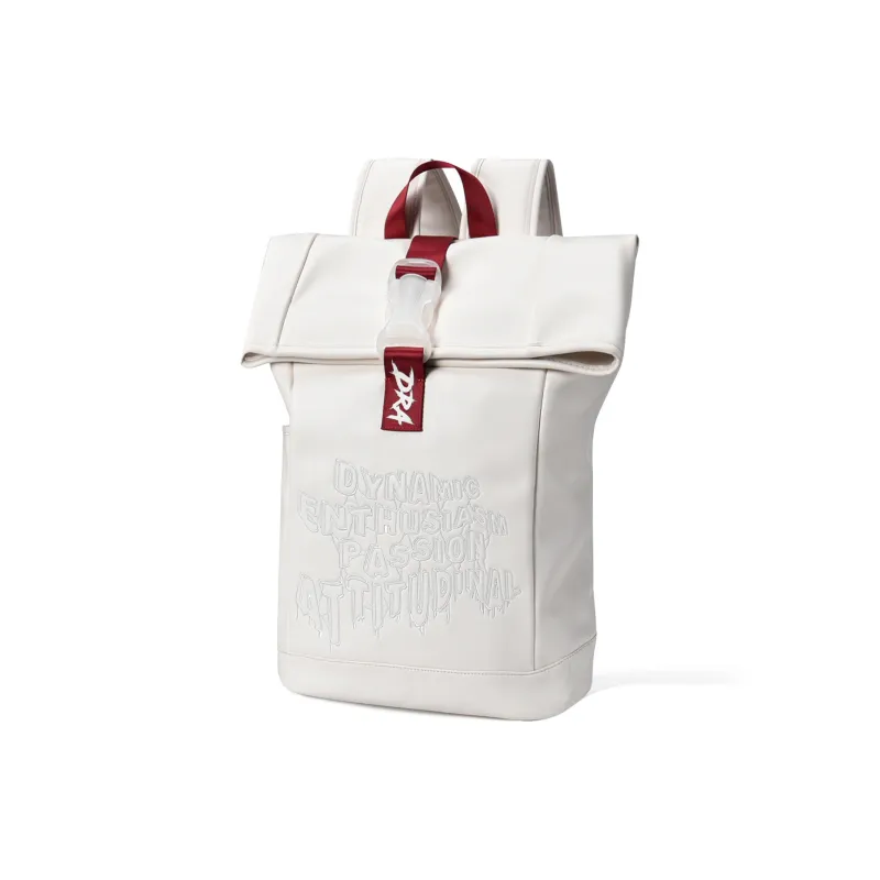 DRACONITE PU Student Backpack Regular Unisex White Red Color Blocking-2