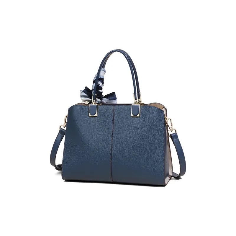 COMELY Cow Leather Mom Bag Crossbody Bag Handbag Regular Women's Beige Apricot/Blue-6