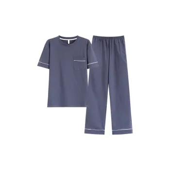 The Story Of The Flower Season Pajama Set Men's Navy Blue