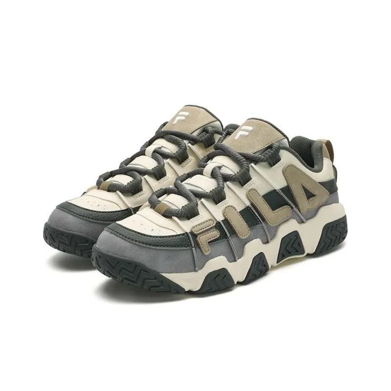 FILA FUSION BARRICADE Anti-Slip Wear-Resistant Low-Top Basketball Shoes Men's White Gray-2