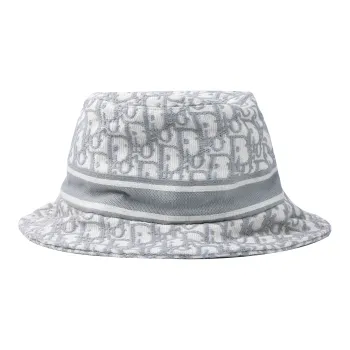 DIOR Cotton Bucket Hats Women's Gray White