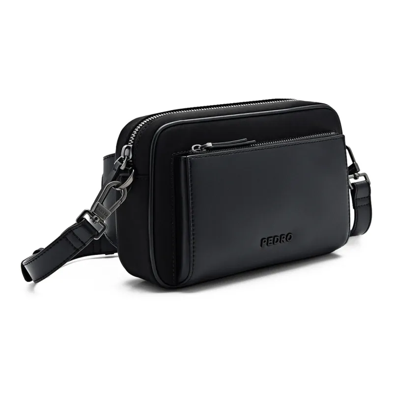 PEDRO Microfiber Shoulder Bag Men's Black/Beige-1