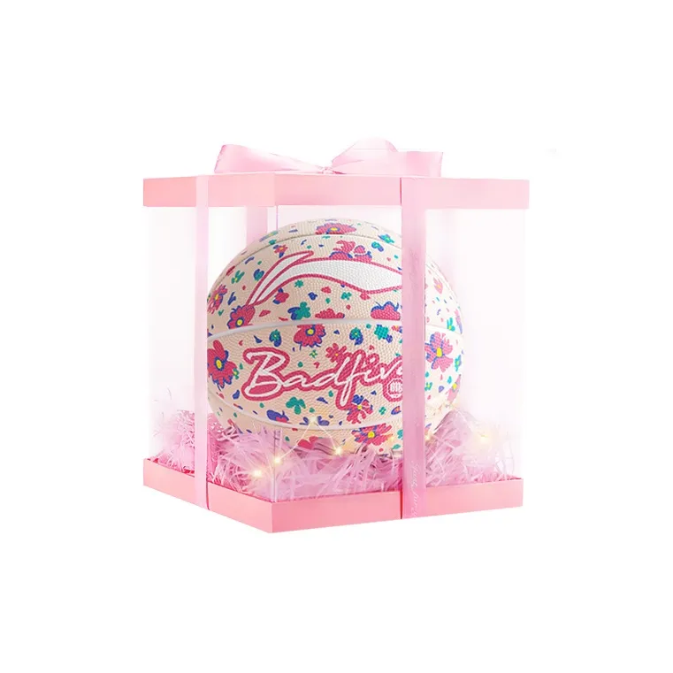 LiNing Rubber Basketball Pink Size 7 Training Unisex-5