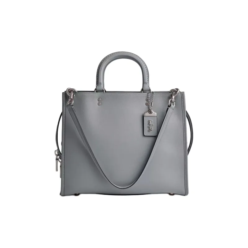 COACH Rogue Glove Tanning Shoulder Bag, Crossbody Bag, Handbag Large Size Women's Silver & Gray Blue-0