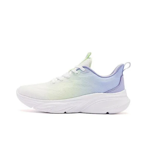 QIAODAN Yuebu 2.0 Wear Resistant Breathable Slip Resistant Low Top Q COZY SOFT Running Shoes Women's White Cyan Purple