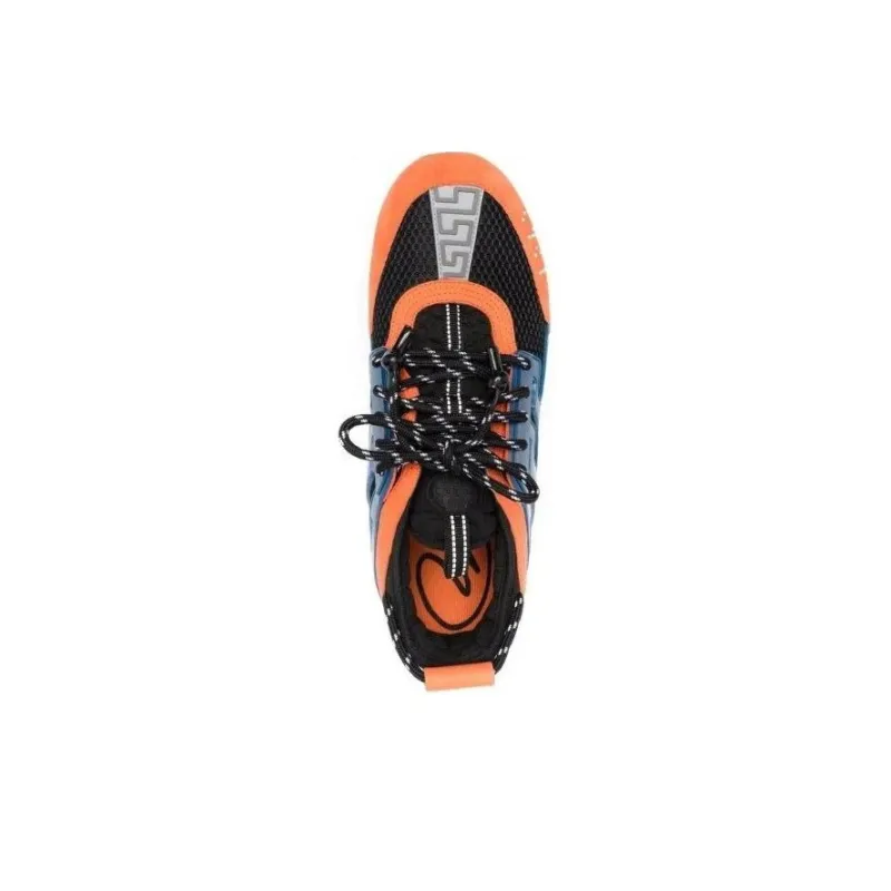 VERSACE Low Top Casual Shoes Men's Orange Blue-3
