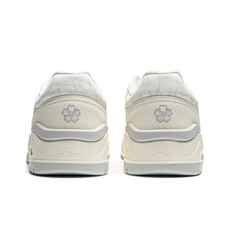 LiNing Moon White 2.0 Anti Slip Wear Resistant Breathable Height Increasing Low Top Skateboard Shoes Men's Ecru-5