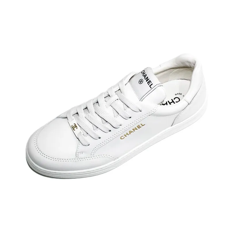 CHANEL Low Top Skateboard Shoes Men's White-2