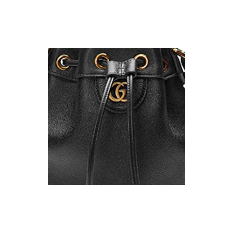 GUCCI Diana Leather Bucket Bag Portable Crossbody Bag Shoulder Bag Mini Women's Black-8