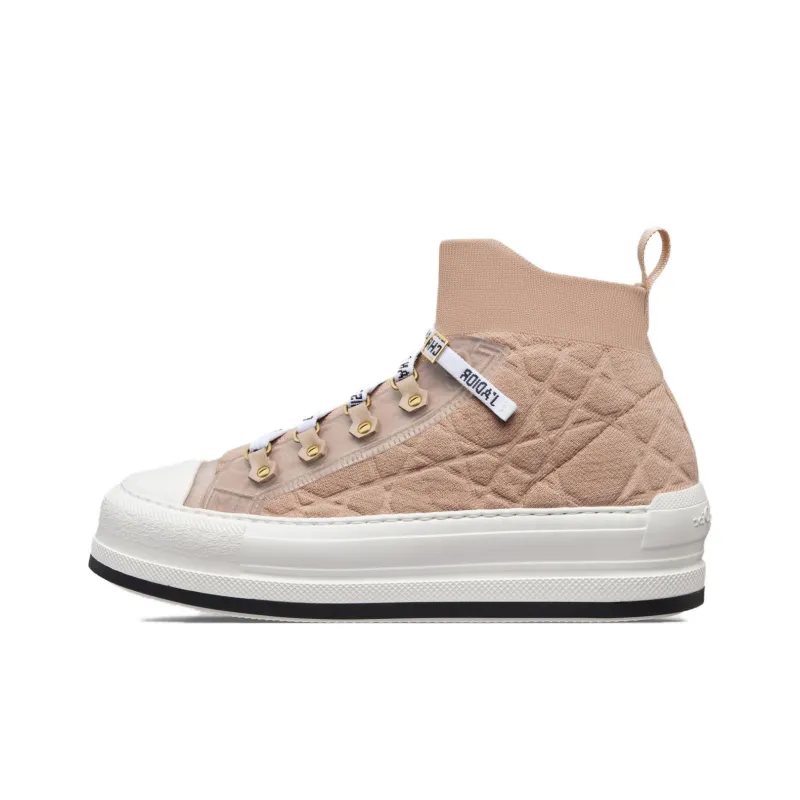 DIOR Walk'n'Dior Platform Shoes Anti-Slip Wear-Resistant High-Top Skateboard Shoes Women's Pink White-0