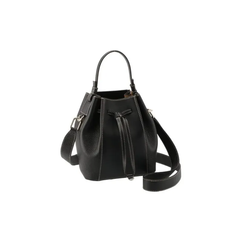 Furla Miastella Leather Bucket Bag Handbag Shoulder Bag Mini Women's Black-5