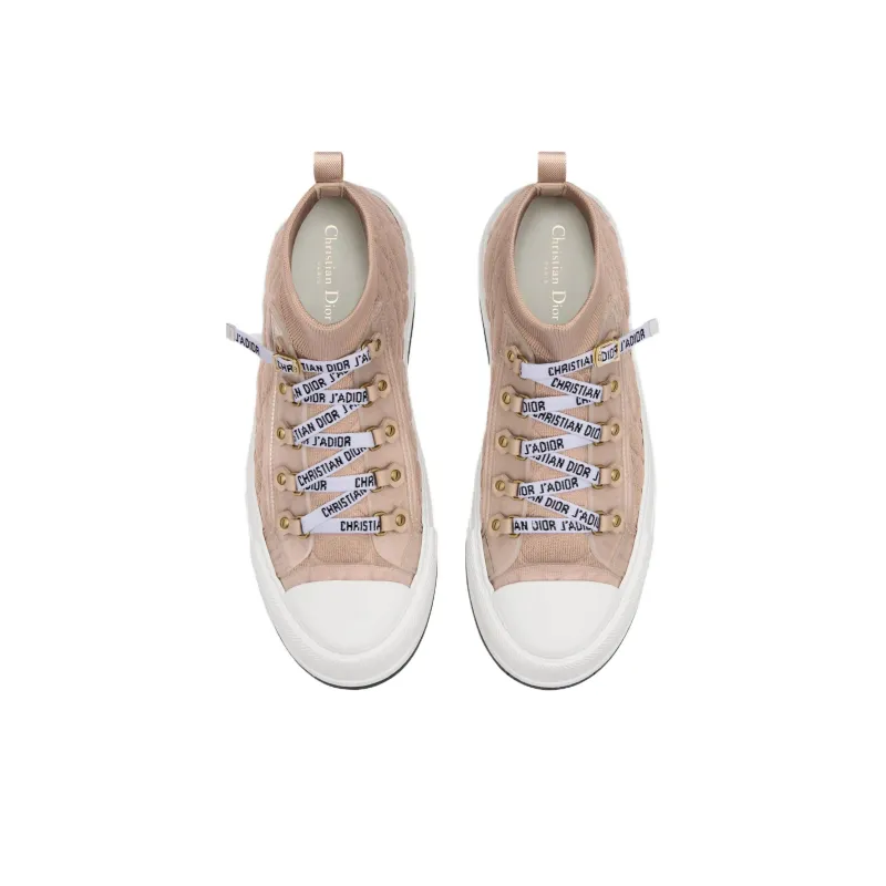 DIOR Walk'n'Dior Platform Shoes Anti-Slip Wear-Resistant High-Top Skateboard Shoes Women's Pink White-3