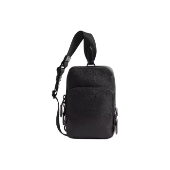 COACH Gotham Leather Shoulder Bag, Crossbody Bag Mini Men's Black